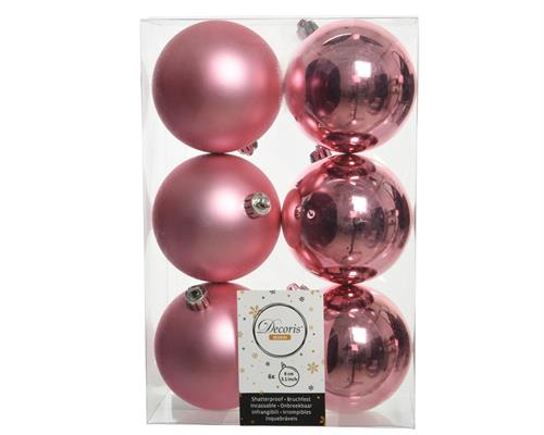 PALLINE DI NATALE ROSA 8 CM CONFEZIONE 6 PZ