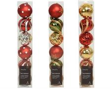 PALLINE DI NATALE DECORATE ROSSO/ORO/VERDE 15CM 6 PZ