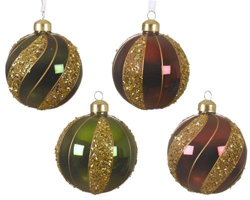 PALLINA DI NATALE IN VETRO ROSSO/VERDE 2 ASSORTITE