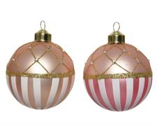 PALLINA DI NATALE ROSA DECORATA ORO 2 ASSORTITE