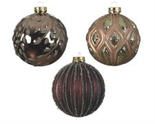 PALLINA DI NATALE MARRONE 3 DECORI ASSORTITI