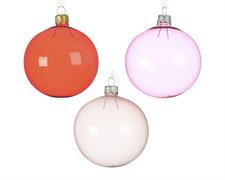 PALLINE DI NATALE ROSA-ROSSO-ROSA CIPRIA 8 CM CONFEZIONE 6 PZ