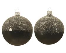 PALLINA DI NATALE 8 CM NERA CON GLITTER  6 PZ 2 ASS