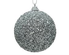 PALLINA DI NATALE ARGENTO GLITTERATA 8 CM