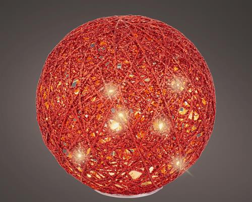 SFERA 20 CM ROSSA CON MICROLED LUCE BIANCO CALDO