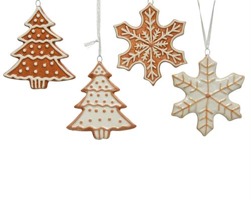 PENDENTE ALBERO/FIOCCO DI NEVE IN CERAMICA DA APPENDERE 9 CM