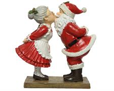 FIGURA BABBO NATALE MAMMA NATALE BACIO IN POLIRESINA 9X20X20 CM