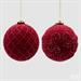 PALLINA DI NATALE VETRO VELUTO BORDEAUX DECORATA 10 CM - EDG -