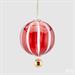 PALLINA DI NATALE VETRO RIGHE ROSSE PERLA ORO 8 CM - EDG -