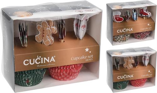 KIT CUPCAKE + DECO NATALE 120 PZ