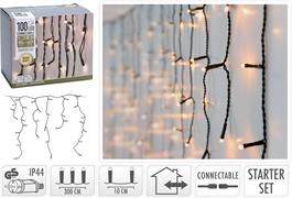 LUCI DI NATALE A TENDA BIANCO CALDO 100 LED