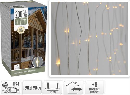 LUCI DI NATALE A TENDA 200 LED BIANCO CALDO