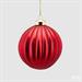 PALLINA DI NATALE VETRO ROSSO RIGHE 10 CM - EDG -