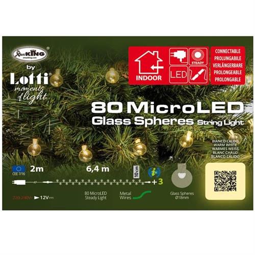 LUCI DI NATALE 80 SFERE MICROLED IN VETRO BIANCO CALDO