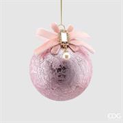 PALLINE DI NATALE IN VETRO ROSA CON FIOCCO E PERLA 10 CM