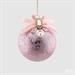 PALLINE DI NATALE IN VETRO ROSA CON FIOCCO E PERLA 10 CM