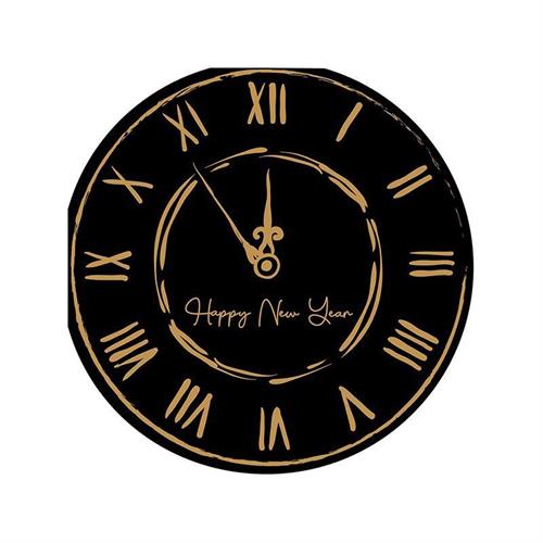 TOVAGLIOLI SAGOMATI HAPPY NEW YEAR CLOCK 33X33 CM 16 PZ