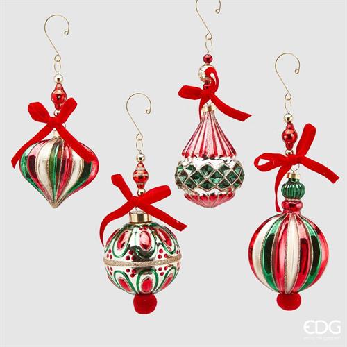 PALLINA DI NATALE VETRO DECORO VINTAGE 4 ASSORTITE - EDG -