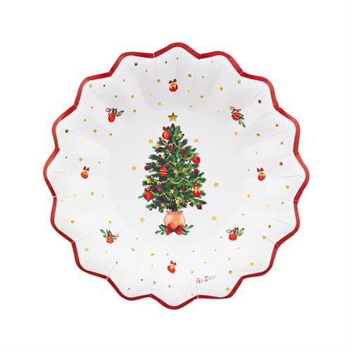 PIATTI FONDI IN CARTA CHRISTMAS WISHES 24 CM 8 PZ