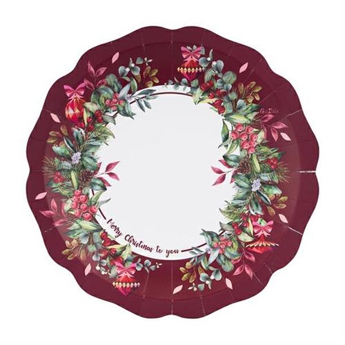 PIATTI NATALIZI IN CARTA CHERRY CHRISTMAS 27 CM 8 PZ