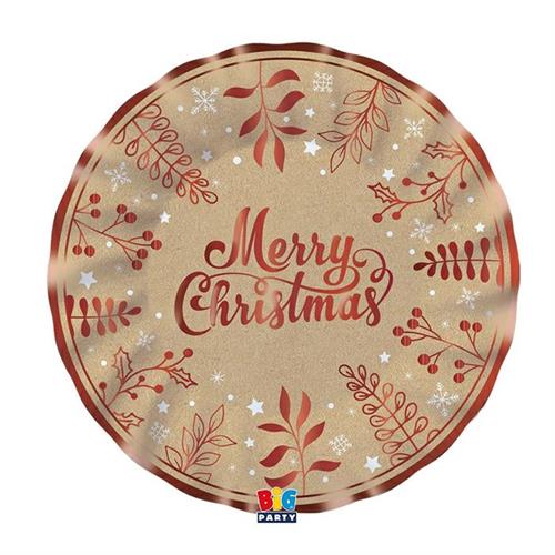 PIATTI NATALIZI IN CARTONCINO KRAFT XMAS 6 PZ 25 CM