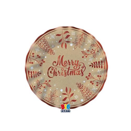 PIATTI NATALIZI IN CARTONCINO KRAFT CHRISTMAS 20 CM 6 PZ