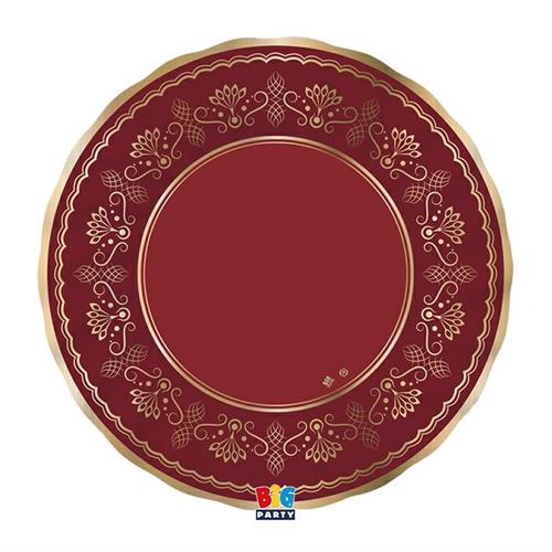 PIATTI NATALIZI ROYAL RED GOLD 6 PZ 25 CM