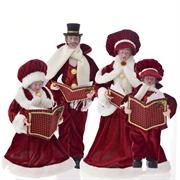 SET FAMIGLIA CORO NATALIZIO VELLUTO BORDEAUX 4 PZ 35/45 CM