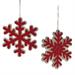 PENDENTE FIOCCO DI NEVE IN LEGNO ROSSO ORO GLITTER 14X14X1 CM