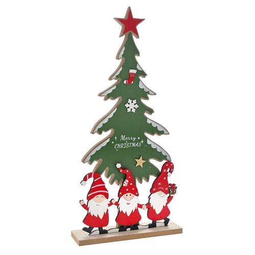 ALBERO DI NATALE IN LEGNO CON GNOMI 18X5X38 CM