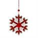 PENDENTE FIOCCO DI NEVE IN LEGNO BIANCO ROSSO 10,5X12 CM