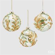 PALLINA DI NATALE VETRO TRASPARENTE DECORO ORO 10 CM - EDG -