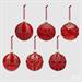 PALLINA DI NATALE VETRO ROSSO DECORI VELLUTO 10 CM - EDG -