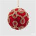 PALLINA DI NATALE VELLUTO ROSSO CON GEMME 10 CM - EDG -