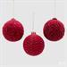 PALLINA DI NATALE VETRO VELLUTO ROSSO DECORATA 10 CM - EDG -