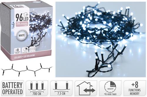 LUCI DI NATALE A BATTERIA 96 LED BIANCO FREDDO