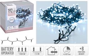 LUCI DI NATALE A BATTERIA 192 LED BIANCO FREDDO