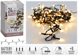 LUCI DI NATALE A BATTERIA 24 LED BIANCO CALDO