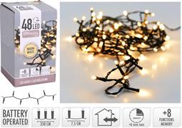 LUCI DI NATALE A BATTERIA 48 LED BIANCO CALDO