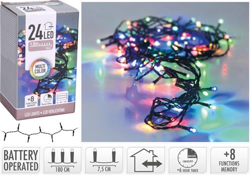 LUCI DI NATALE A BATTERIA 24 LED MULTICOLOR