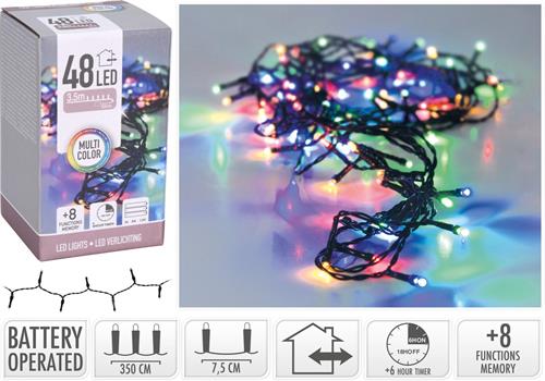 LUCI DI NATALE A BATTERIA 48 LED MULTICOLOR