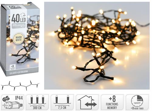 LUCI DI NATALE 40 LED BIANCO CALDO 8 GIOCHI