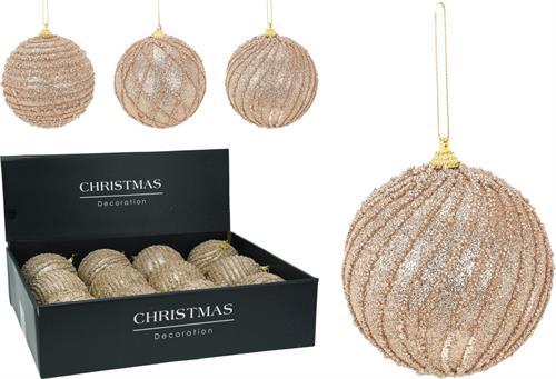 PALLINA DI NATALE CHAMPAGNE GLITTERATA 3 DECORI ASS