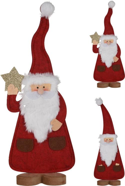 BABBO NATALE IN FELTRO ROSSO SU BASE DI LEGNO