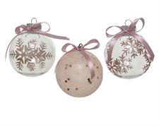 PALLINA DI NATALE ROSA DECORATA 3 ASSORTITE 8 CM