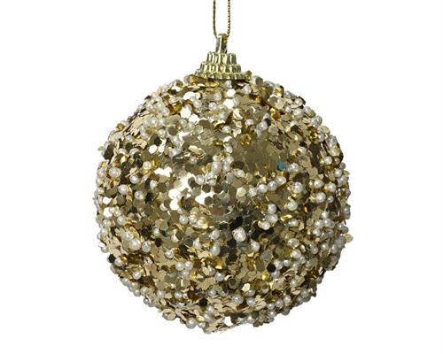 PALLINA DI NATALE ORO CON PAILLETTES 8 CM