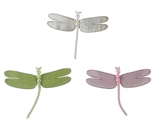 LIBELLULA CON PERLINE IN PLASTICA 14 CM 1 PZ ASSORTITO