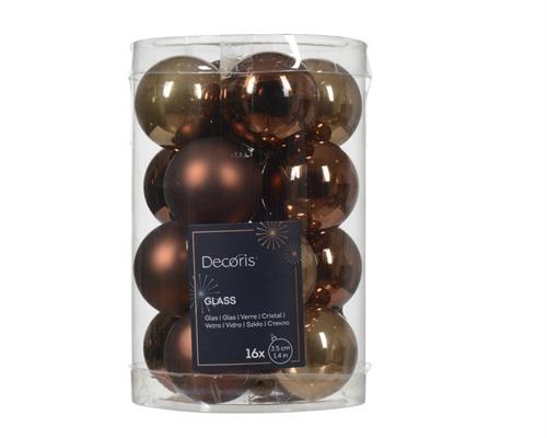 PALLINE DI NATALE MARRONE 3,5 CM CONFEZIONE 16 PZ