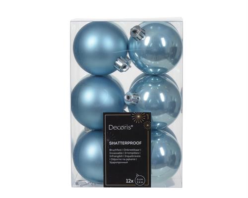 PALLINE DI NATALE AZZURRE 6 CM CONFEZIONE 12 PZ