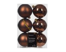 PALLINE DI NATALE MARRONE 8 CM CONFEZIONE 6 PZ